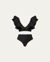 Maygel Coronel Mila Ruffle Two-piece Bikini Set In Black
