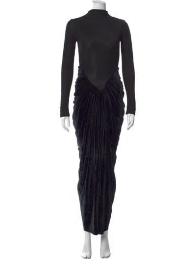 Pre-owned Maygel Coronel Mock Neck Long Dress W/ Tags In Black