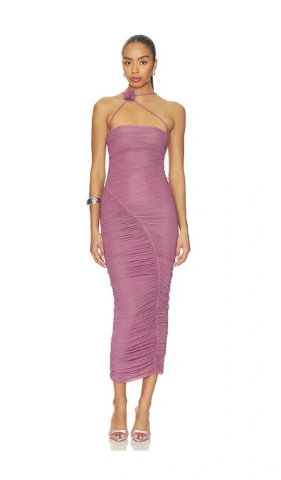 Maygel Coronel Gorgonia Strapless Draped Stretch-jersey Maxi Dress In Purple