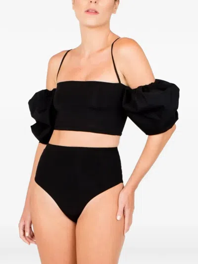 Maygel Coronel Nass Puffy-sleeve Bikini In Black