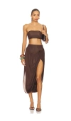 Maygel Coronel Noriega Strapless Twisted Draped Stretch-jersey Bandeau And Skirt Set In Brown