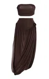 Maygel Coronel Noriega Jersey Skirt Set In Brown
