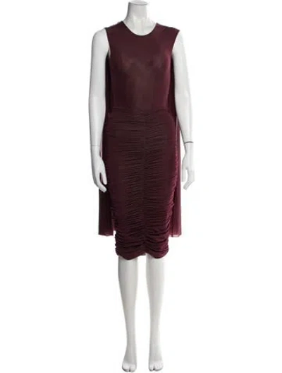 Pre-owned Maygel Coronel Nylon Ruffle Embellishment Dress Set W/ Tags In Burgundy