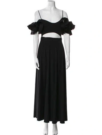 Pre-owned Maygel Coronel Off-the-shoulder Long Dress In Black