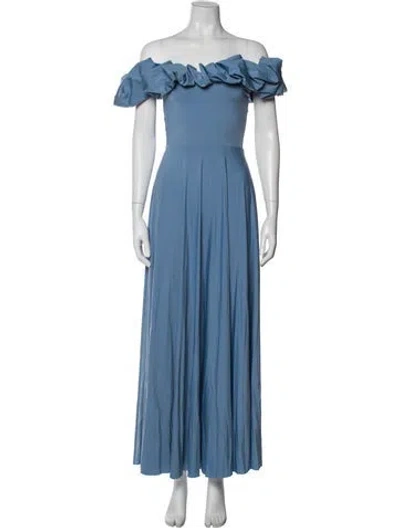 Pre-owned Maygel Coronel Off-the-shoulder Long Dress In Blue