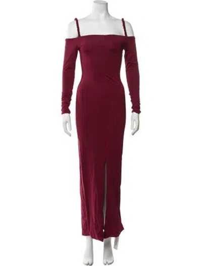 Pre-owned Maygel Coronel Off-the-shoulder Long Dress In Burgundy