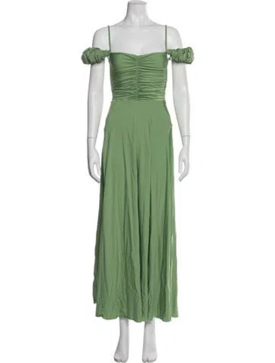 Pre-owned Maygel Coronel Off-the-shoulder Long Dress In Green