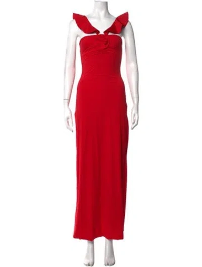 Pre-owned Maygel Coronel Off-the-shoulder Long Dress In Orange