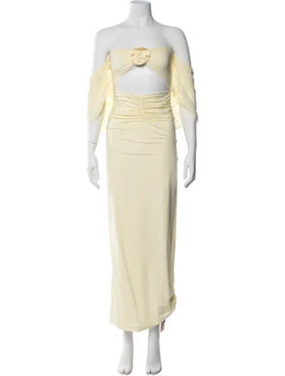 Pre-owned Maygel Coronel Off-the-shoulder Long Dress W/ Tags In Yellow