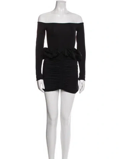 Pre-owned Maygel Coronel Off-the-shoulder Mini Dress In Black