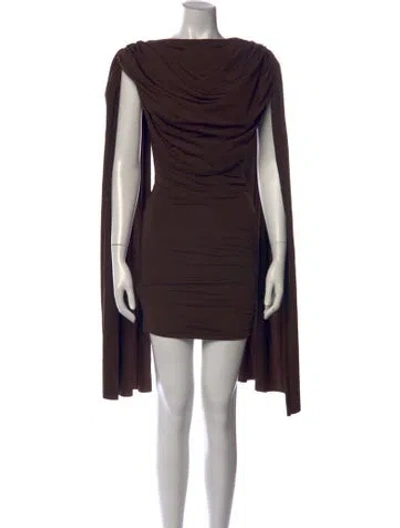 Pre-owned Maygel Coronel Off-the-shoulder Mini Dress In Brown