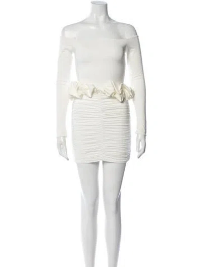 Pre-owned Maygel Coronel Off-the-shoulder Mini Dress In Neutral
