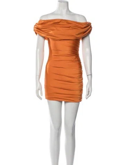 Pre-owned Maygel Coronel Off-the-shoulder Mini Dress In Orange