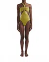 Maygel Coronel Onassis Halter One Piece Swimsuit In Pascolo Green In Yellow