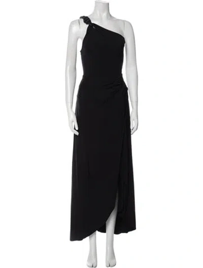 Pre-owned Maygel Coronel One-shoulder Long Dress In Black