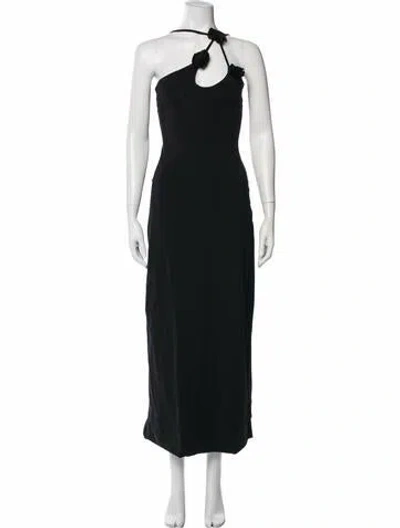 Pre-owned Maygel Coronel One-shoulder Long Dress In Black