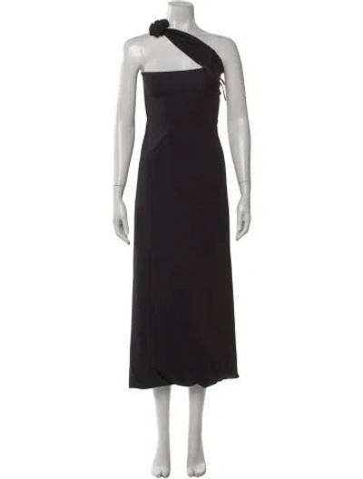 Pre-owned Maygel Coronel One-shoulder Long Dress In Black