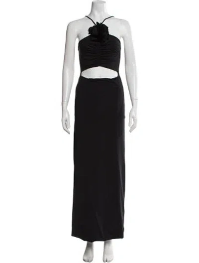 Pre-owned Maygel Coronel One-shoulder Long Dress In Black