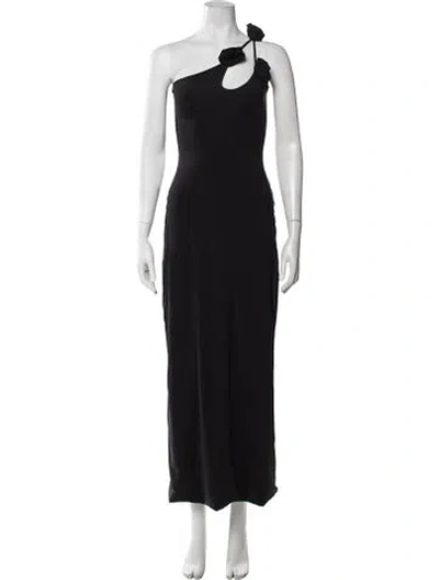 Pre-owned Maygel Coronel One-shoulder Long Dress In Black