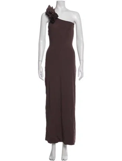 Pre-owned Maygel Coronel One-shoulder Long Dress In Brown