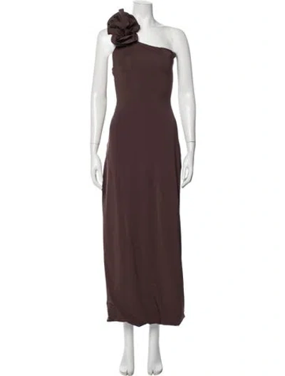 Pre-owned Maygel Coronel One-shoulder Long Dress In Brown