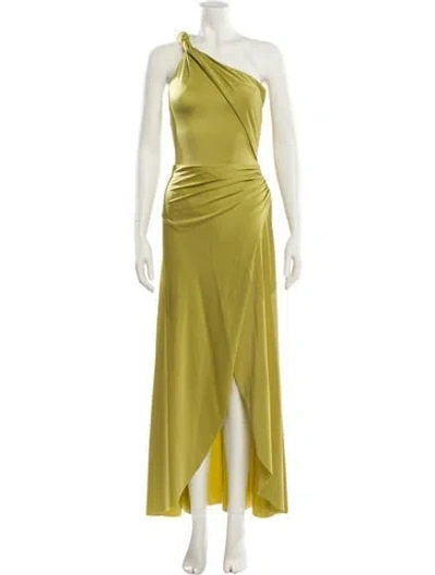 Pre-owned Maygel Coronel One-shoulder Long Dress In Green