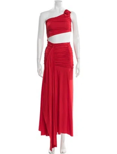 Pre-owned Maygel Coronel One-shoulder Long Dress In Orange