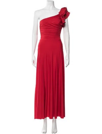 Pre-owned Maygel Coronel One-shoulder Long Dress In Orange