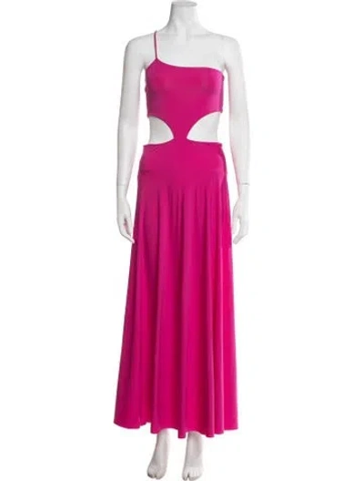 Pre-owned Maygel Coronel One-shoulder Long Dress In Pink
