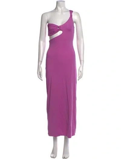 Pre-owned Maygel Coronel One-shoulder Long Dress In Purple