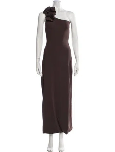 Pre-owned Maygel Coronel One-shoulder Long Dress W/ Tags In Brown