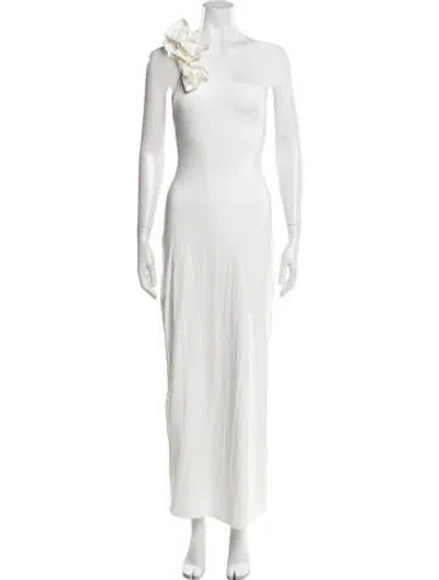 Pre-owned Maygel Coronel One-shoulder Long Dress In White