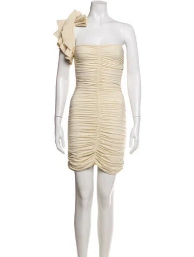 Pre-owned Maygel Coronel One-shoulder Mini Dress In Neutrals