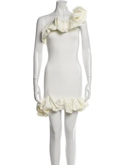 Pre-owned Maygel Coronel One-shoulder Mini Dress In White