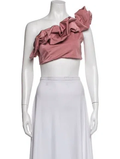 Pre-owned Maygel Coronel One-shoulder Sleeveless Crop Top In Pink