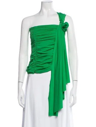 Pre-owned Maygel Coronel One-shoulder Sleeveless Top In Green