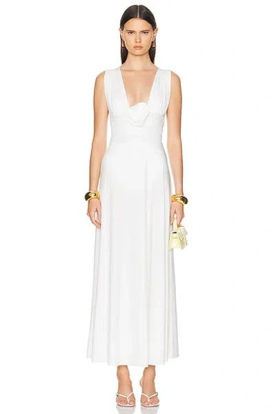 Maygel Coronel Floral-applique Orinoco Maxi Dress In Off White