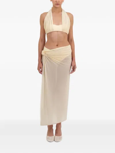 Maygel Coronel Pollera Knotted-detail Wrap Skirt In Yellow