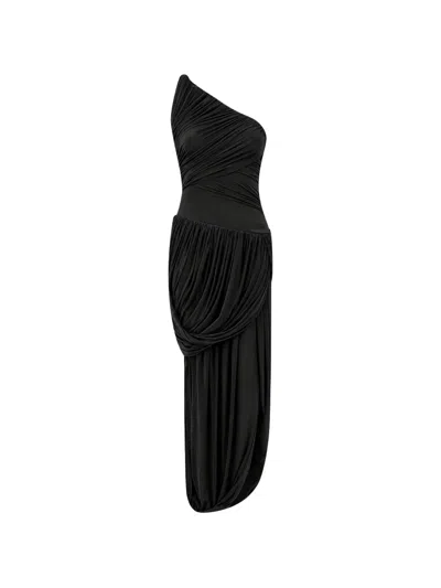 Maygel Coronel Ruched One-shoulder Dress In Black