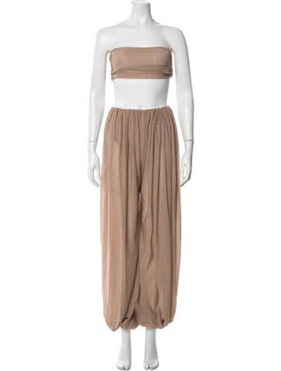 Pre-owned Maygel Coronel Ruffle Embellishment Pant Set In Neutral