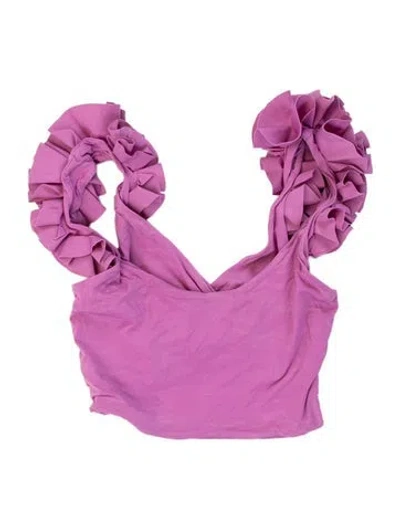 Pre-owned Maygel Coronel Ruffle Embellishment Top In Purple
