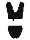Maygel Coronel Ruffled Bikini Set In Black