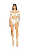 Maygel Coronel Sauco Off-shoulder Two-piece Swimsuit In Off White
