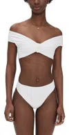Maygel Coronel Sauco Off-shoulder Two-piece Swimsuit In Off White