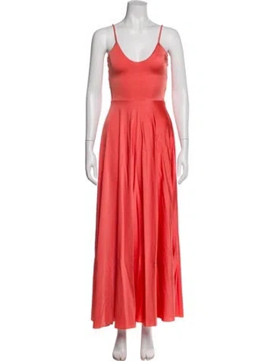 Pre-owned Maygel Coronel Scoop Neck Long Dress In Brown