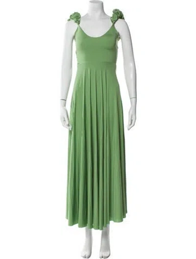 Pre-owned Maygel Coronel Scoop Neck Long Dress In Green