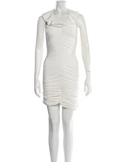 Pre-owned Maygel Coronel Scoop Neck Mini Dress In White