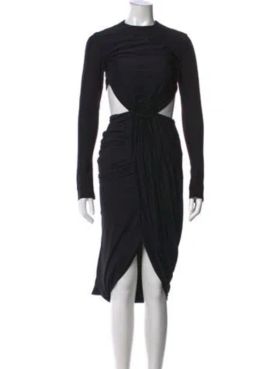 Pre-owned Maygel Coronel Silk Midi Length Dress In Black