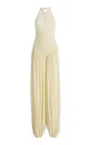 Maygel Coronel Solenne Ruched Crepe Jumpsuit In Neutral