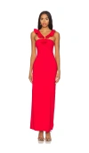 Maygel Coronel Sortilegio Ruffled Jersey Maxi Dress In 레드